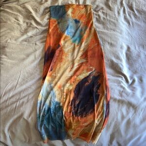 Abstract Multicolor Strapless Dress